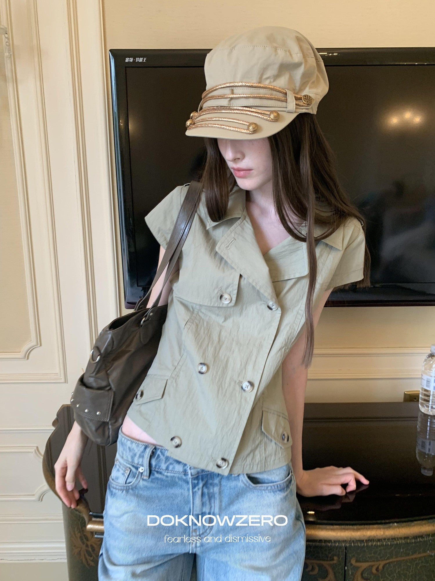 DKZ OFFICIAL Double Breasted Workwear Vintage Women&