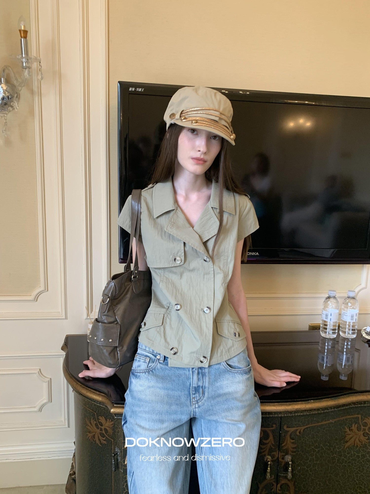 DKZ OFFICIAL Double Breasted Workwear Vintage Women&