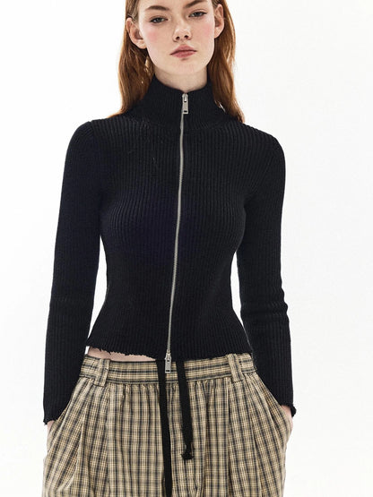 DKZ OFFICIAL Double Layered Hem Knitted Cardigan