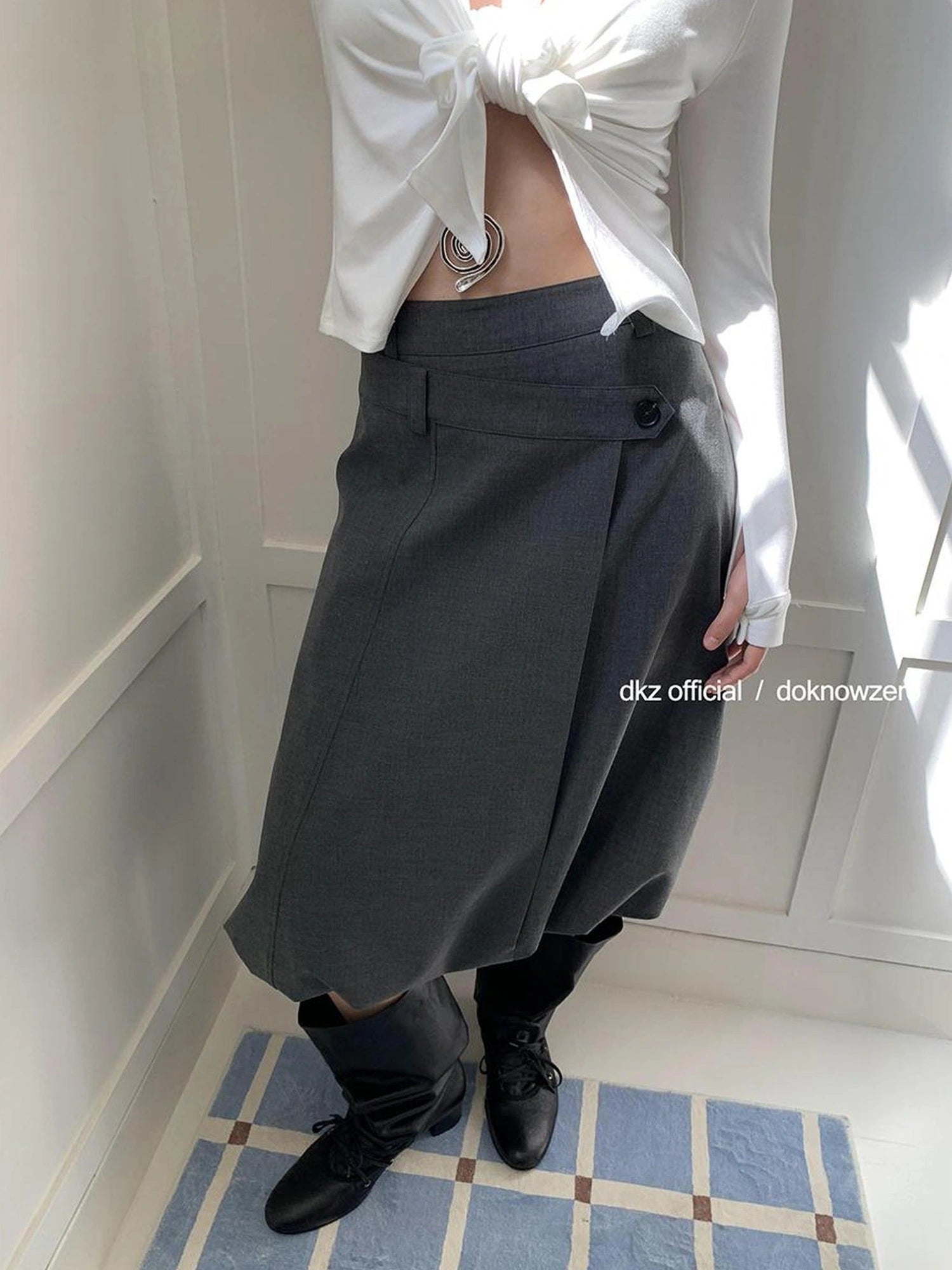 DKZ OFFICIAL Double Waist Floral Bud Skirt