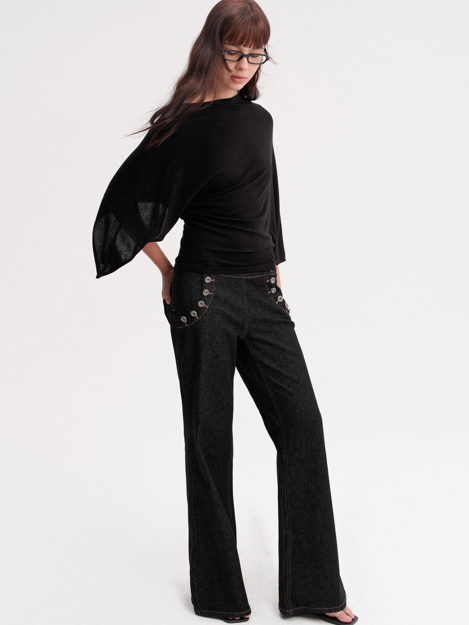 DKZ OFFICIAL Draped Asymmetric Cinched Waist Women&