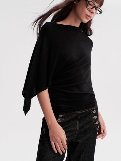 DKZ OFFICIAL Draped Asymmetric Cinched Waist Women&