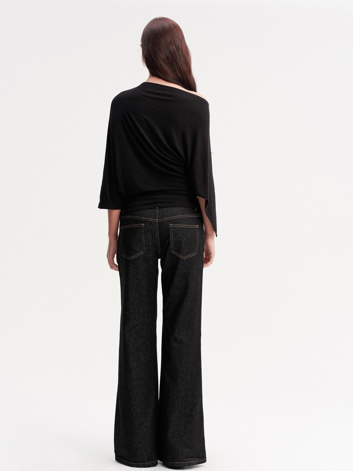 DKZ OFFICIAL Draped Asymmetric Cinched Waist Women&