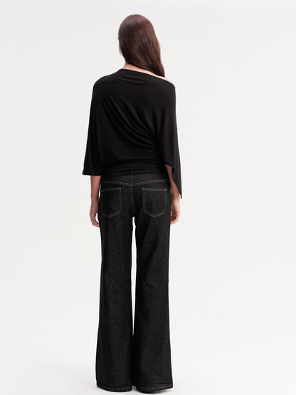 DKZ OFFICIAL Draped Asymmetric Cinched Waist Women&