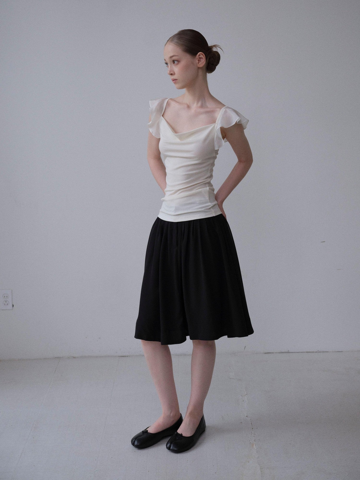 DKZ OFFICIAL Drapey Chiffon Pressed Pleats Midi Women&