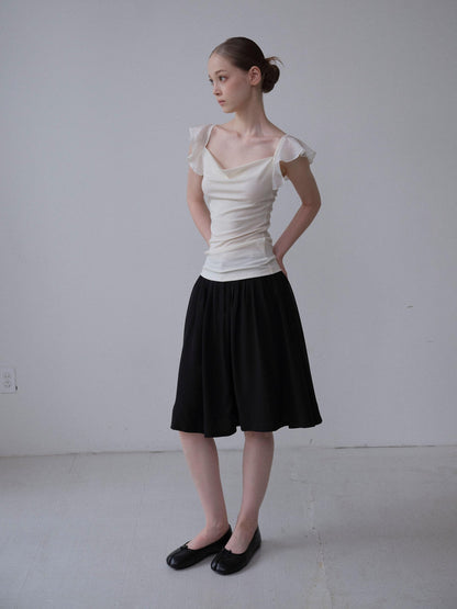 DKZ OFFICIAL Drapey Chiffon Pressed Pleats Midi Women&