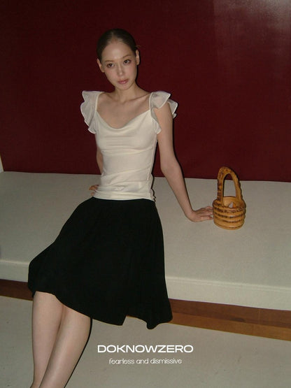 DKZ OFFICIAL Drapey Chiffon Pressed Pleats Midi Women&