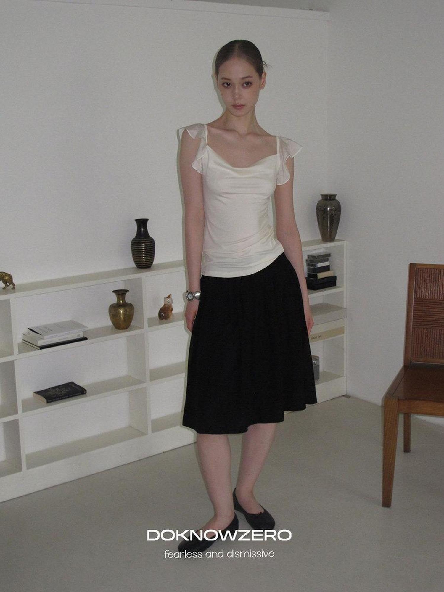 DKZ OFFICIAL Drapey Chiffon Pressed Pleats Midi Women&