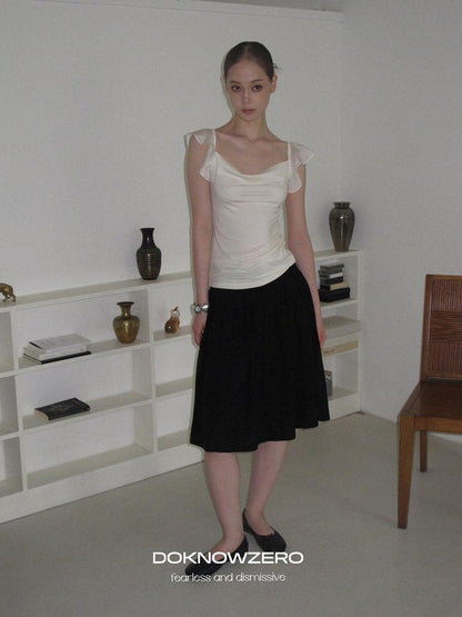 DKZ OFFICIAL Drapey Chiffon Pressed Pleats Midi Women&