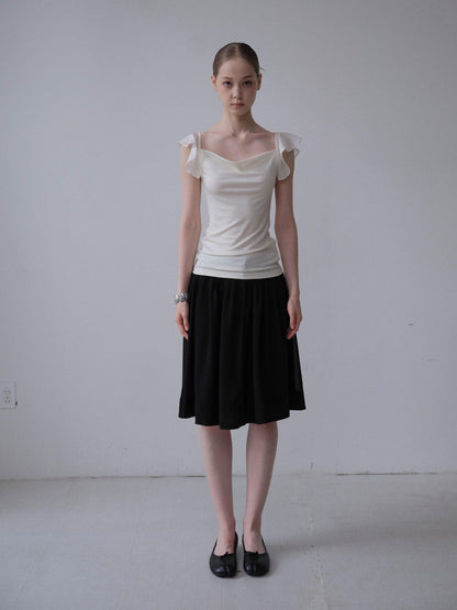 DKZ OFFICIAL Drapey Chiffon Pressed Pleats Midi Women&