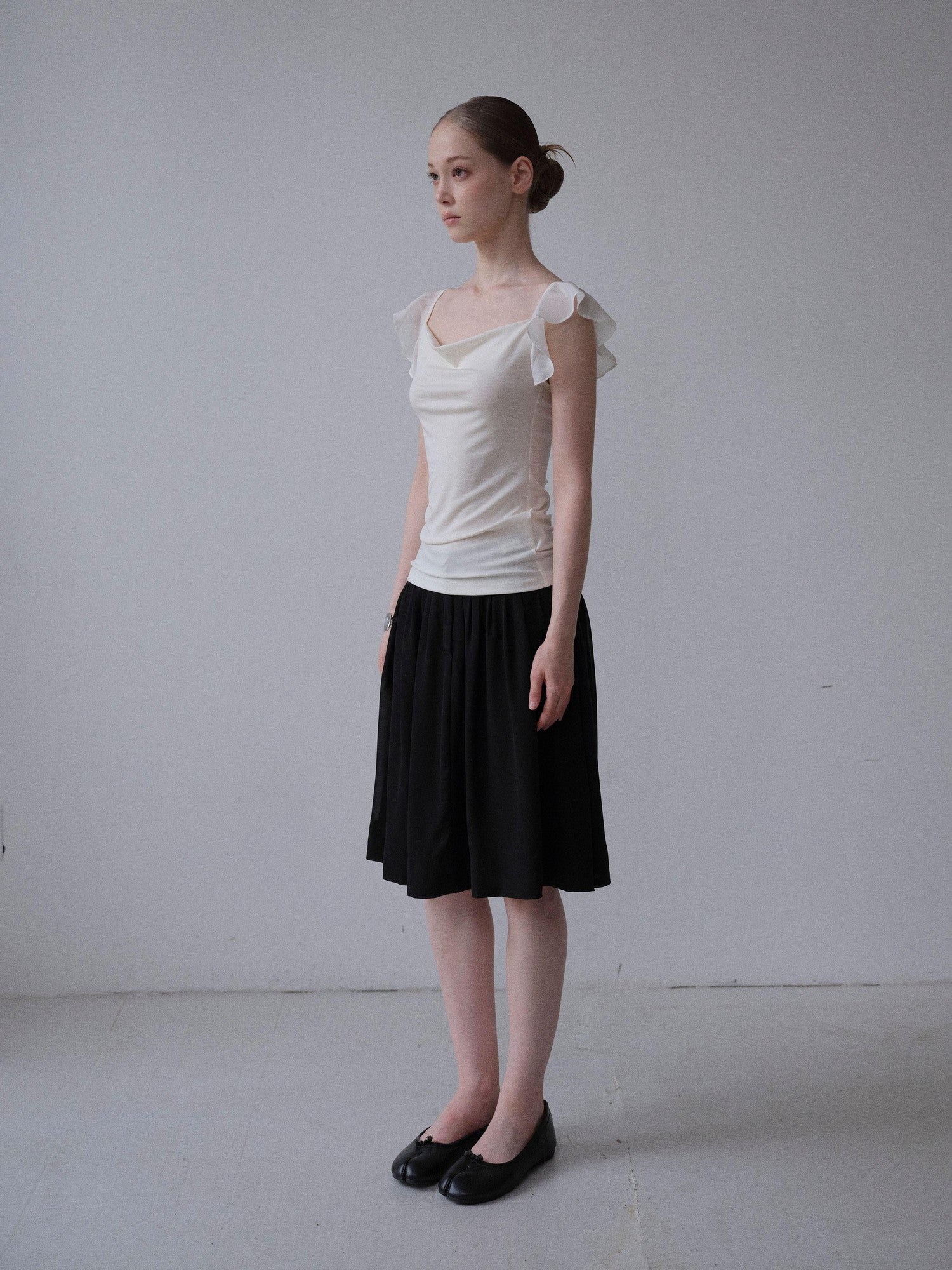DKZ OFFICIAL Drapey Chiffon Pressed Pleats Midi Women&