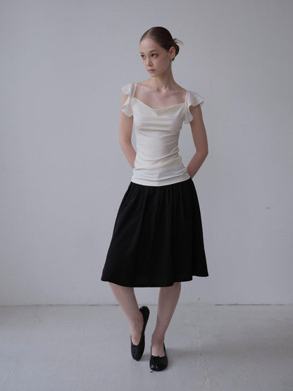 DKZ OFFICIAL Drapey Chiffon Pressed Pleats Midi Women&