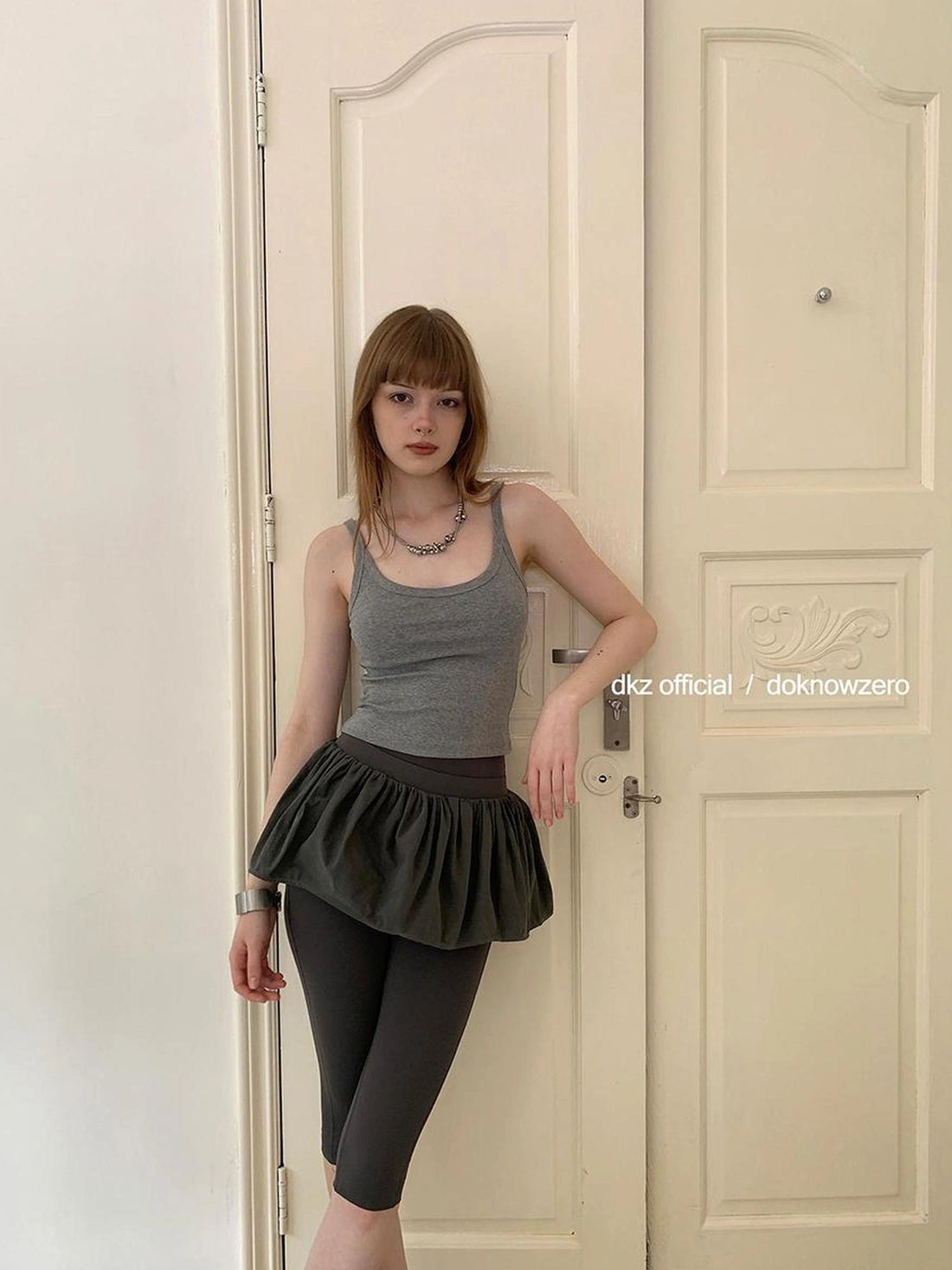 DKZ OFFICIAL Drawstring Puff Short Skirt With Shorts