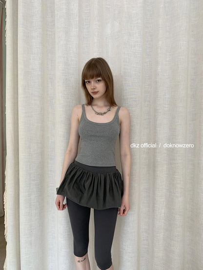 DKZ OFFICIAL Drawstring Puff Short Skirt With Shorts