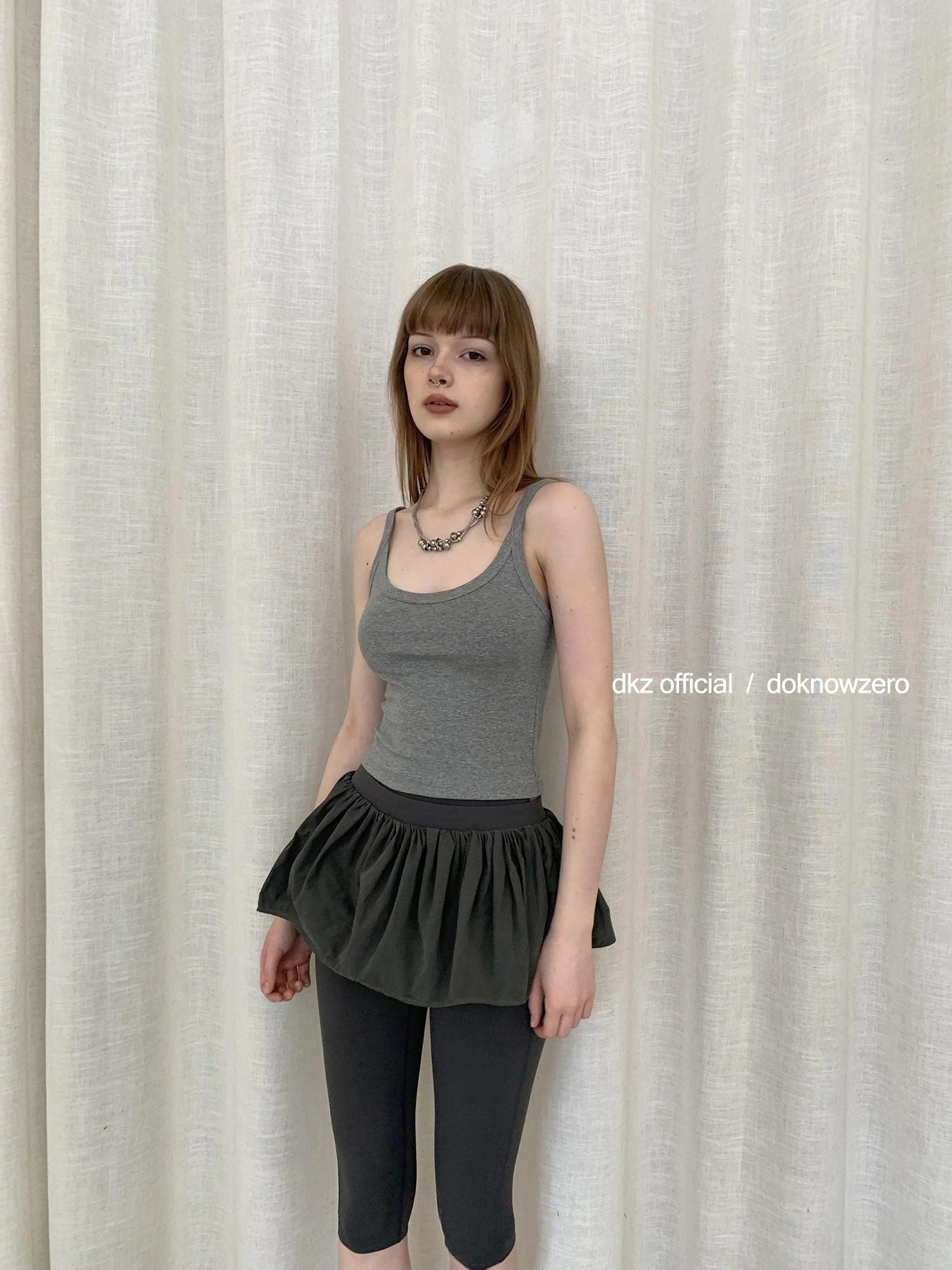 DKZ OFFICIAL Drawstring Puff Short Skirt With Shorts
