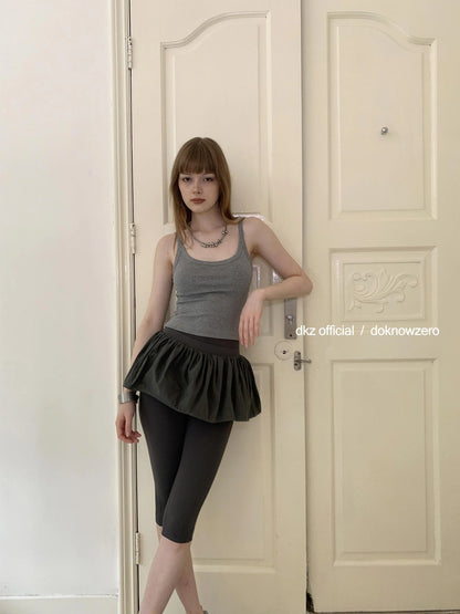 DKZ OFFICIAL Drawstring Puff Short Skirt With Shorts