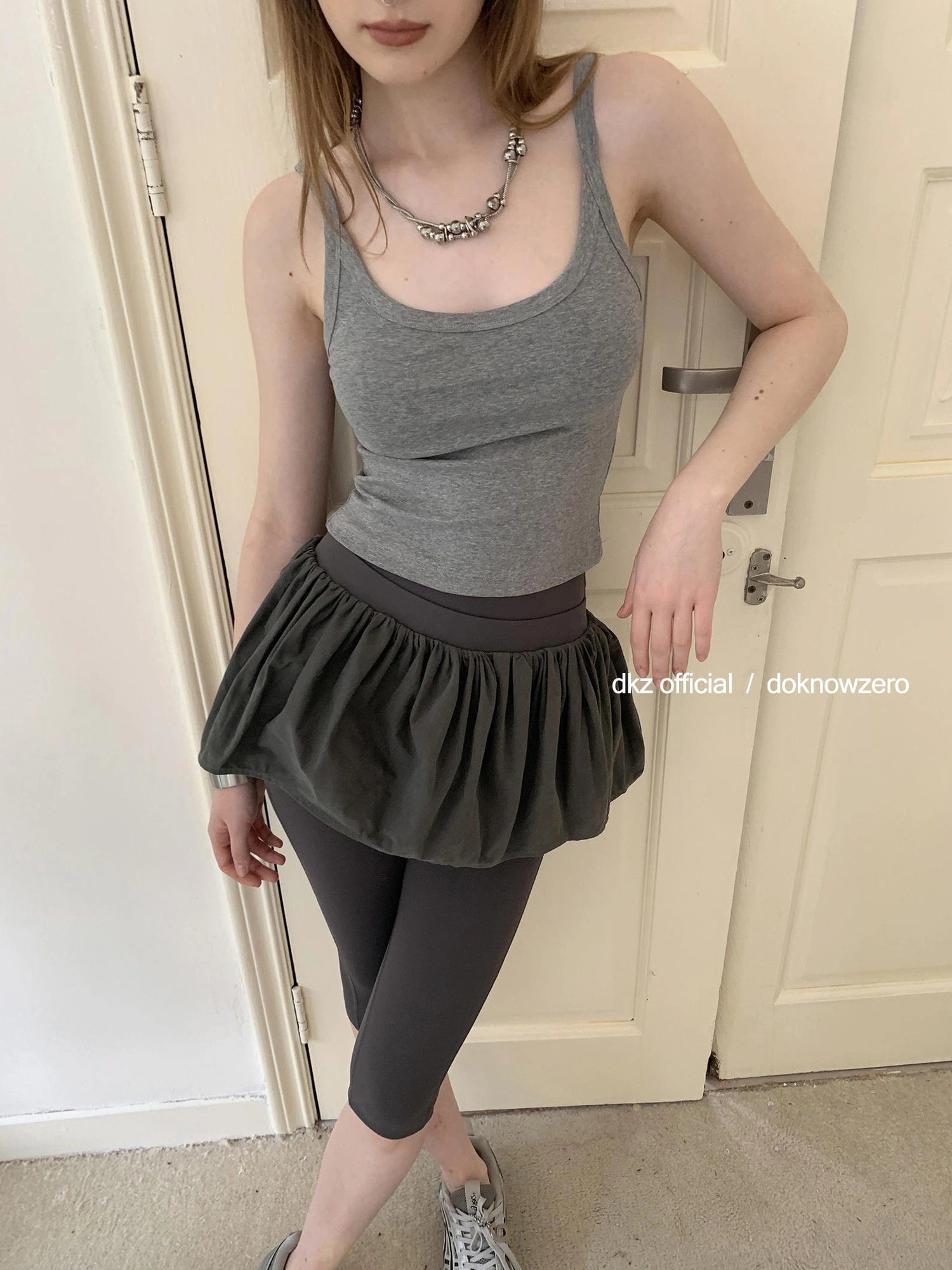 DKZ OFFICIAL Drawstring Puff Short Skirt With Shorts