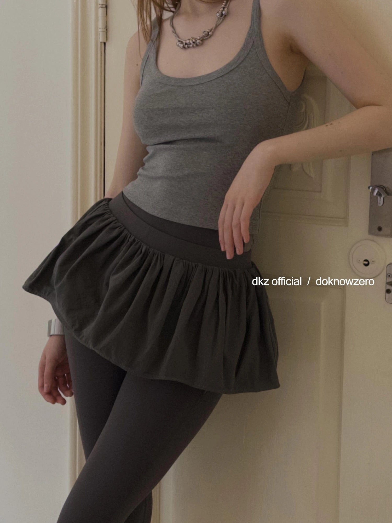 DKZ OFFICIAL Drawstring Puff Short Skirt With Shorts