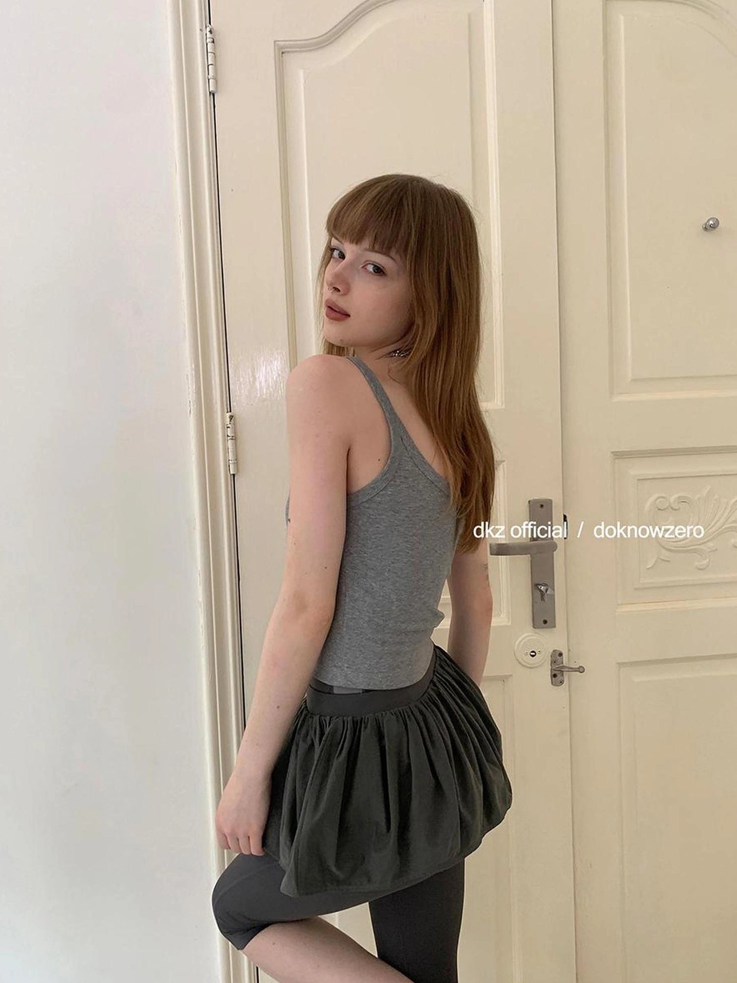 DKZ OFFICIAL Drawstring Puff Short Skirt With Shorts