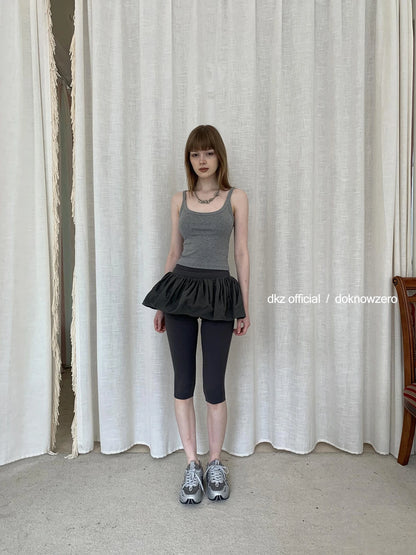 DKZ OFFICIAL Drawstring Puff Short Skirt With Shorts