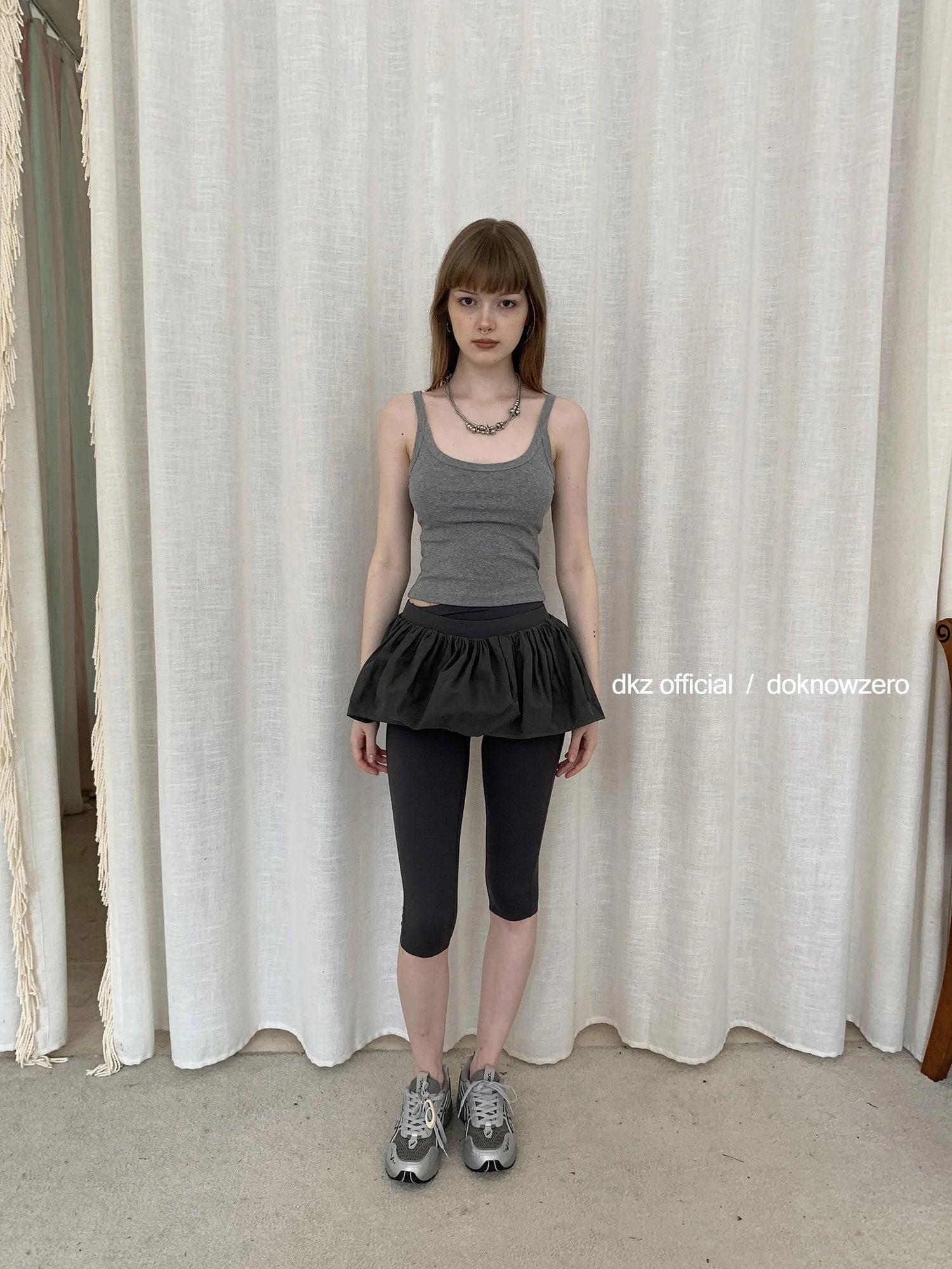 DKZ OFFICIAL Drawstring Puff Short Skirt With Shorts