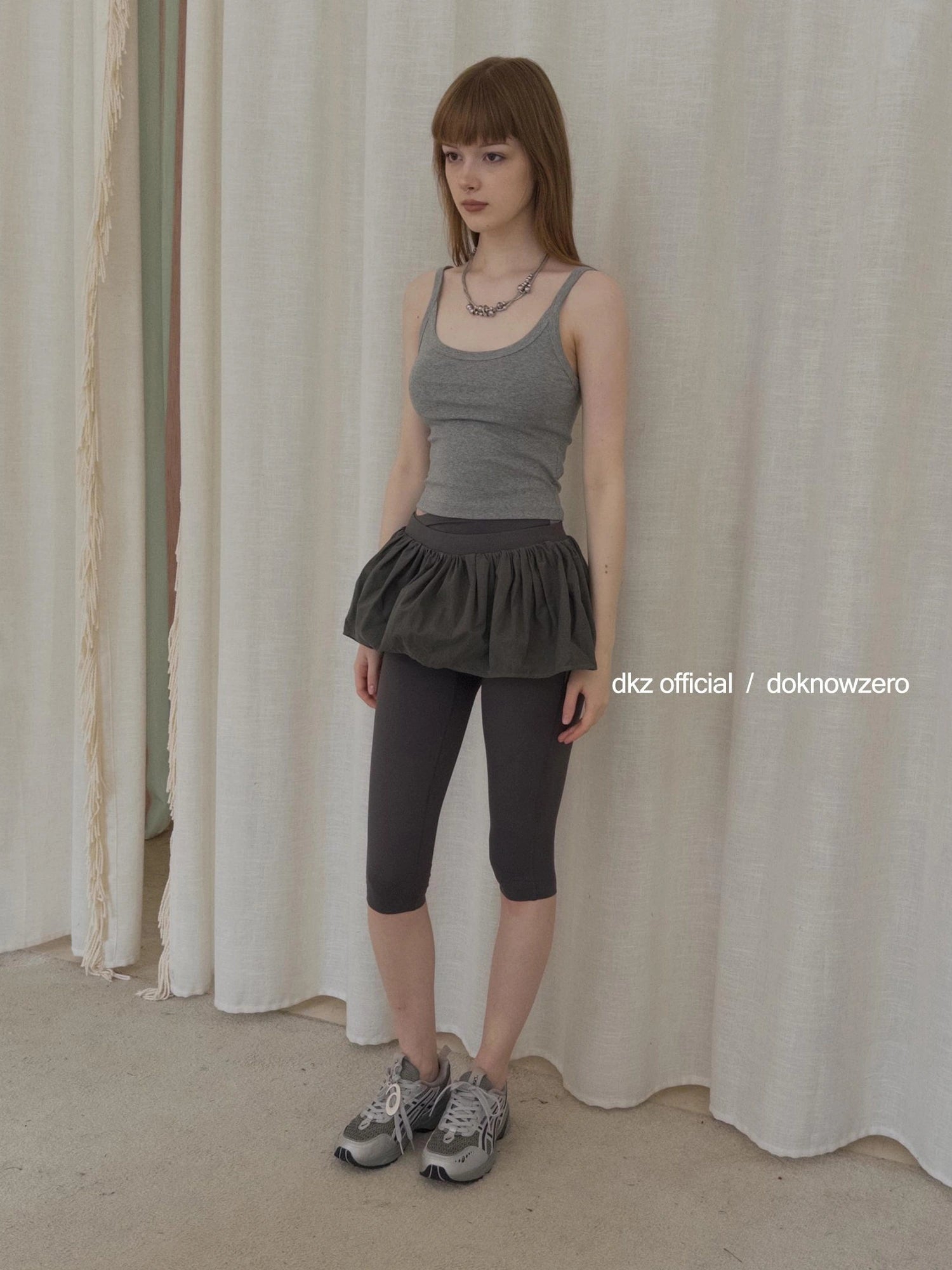 DKZ OFFICIAL Drawstring Puff Short Skirt With Shorts