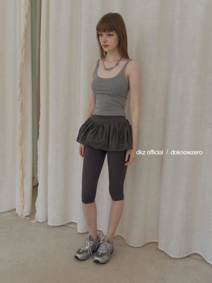 DKZ OFFICIAL Drawstring Puff Short Skirt With Shorts
