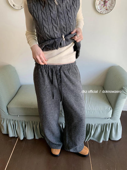 DKZ OFFICIAL Drawstring Wide Leg Trousers With Flowy Drape