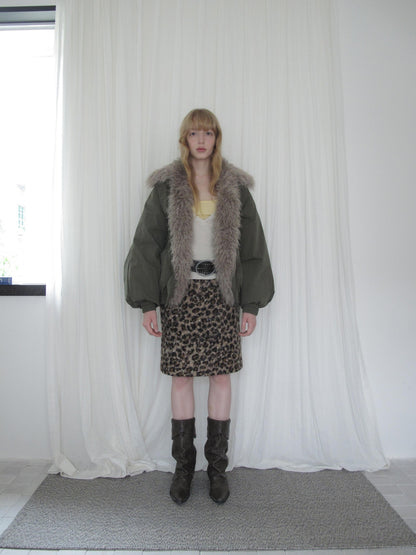 DKZ OFFICIAL Eco Fur Splice Collar Oversized Women&