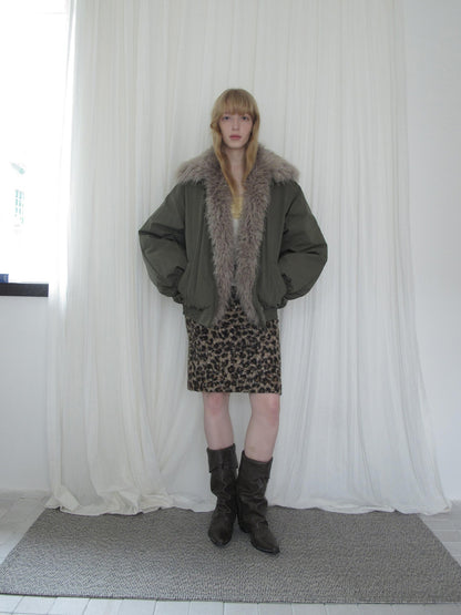 DKZ OFFICIAL Eco Fur Splice Collar Oversized Women&