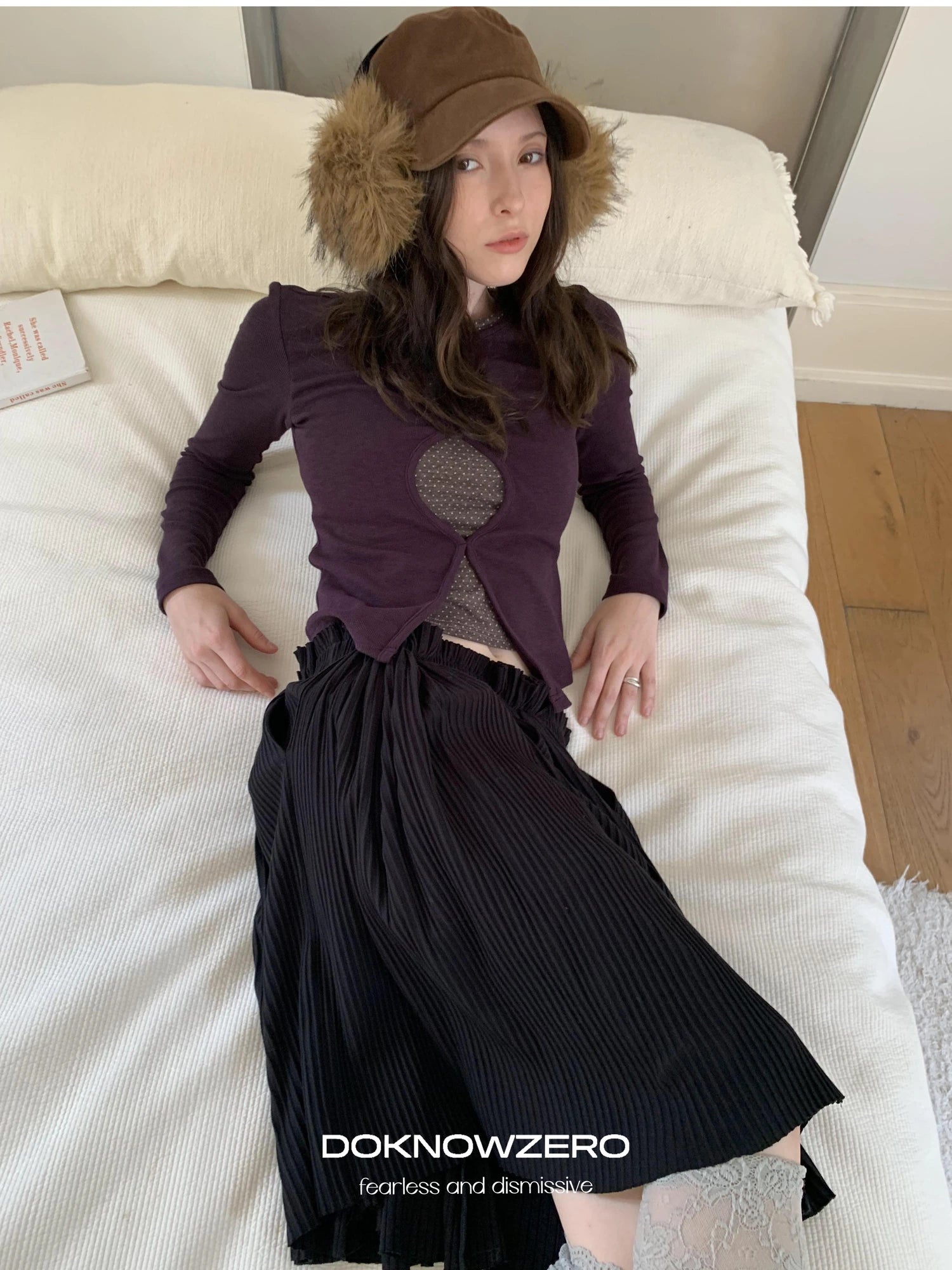 Elastic Waist A-Line Skirt With Pleated Design