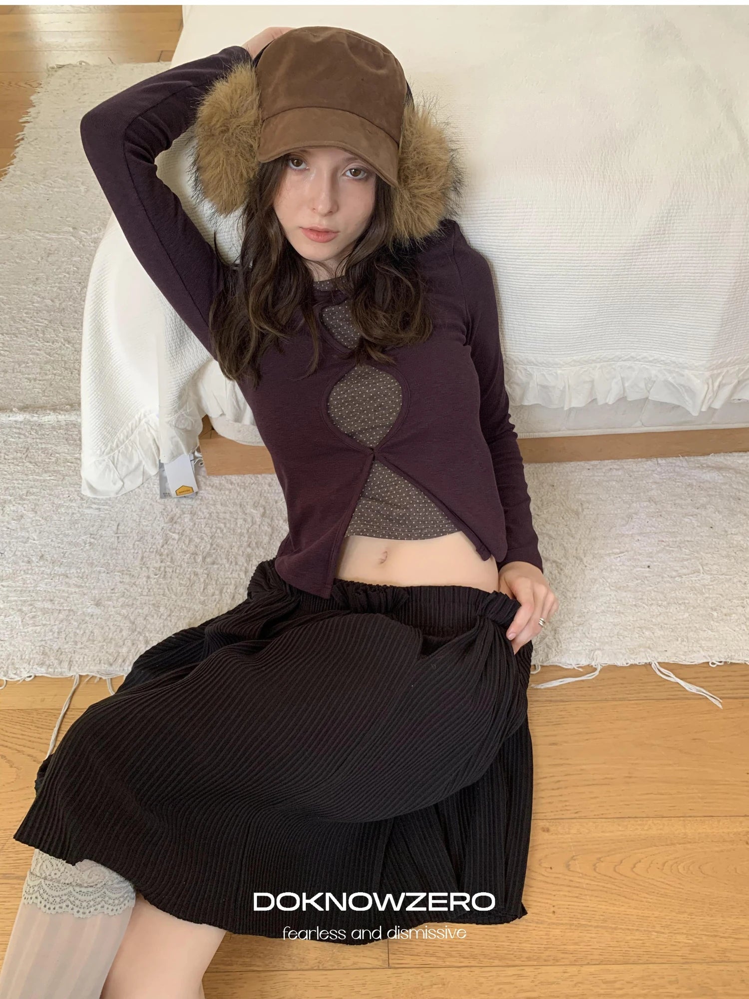 Elastic Waist A-Line Skirt With Pleated Design