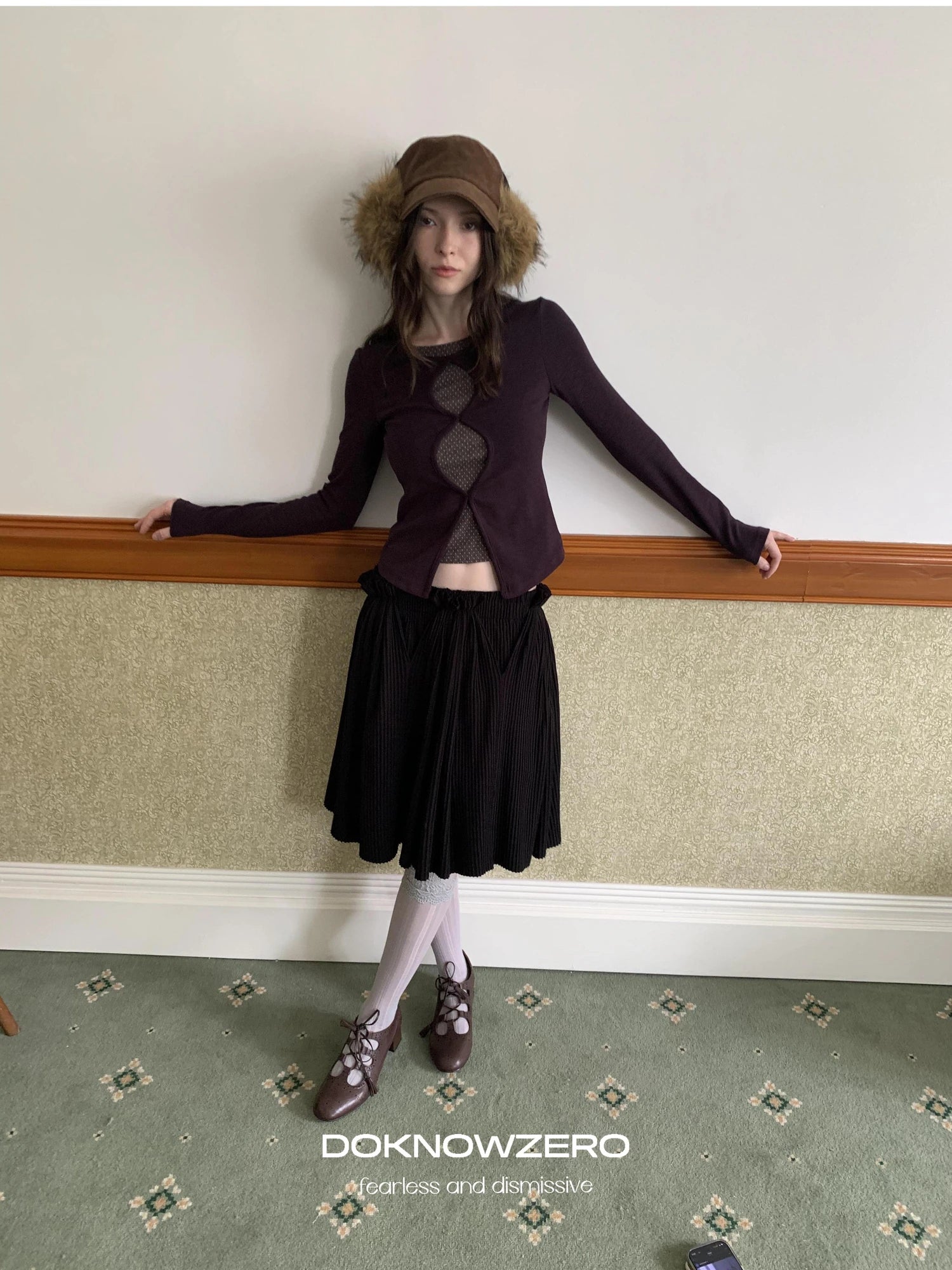 DKZ OFFICIAL Elastic Waist A-Line Skirt With Pleated Design
