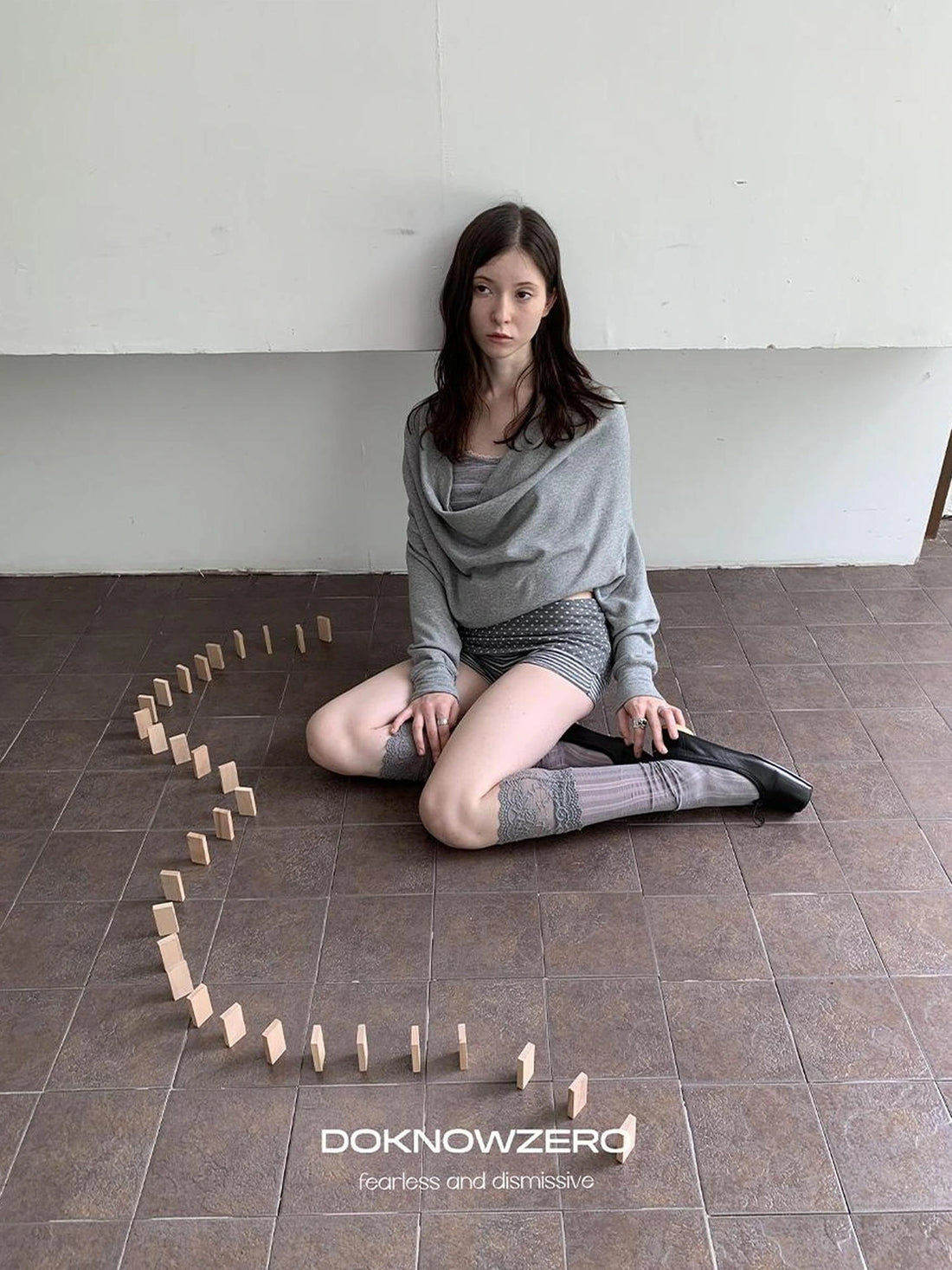 DKZ OFFICIAL False Two Layer Slip Cowl Neck Tee