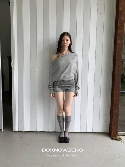 DKZ OFFICIAL False Two Layer Slip Cowl Neck Tee