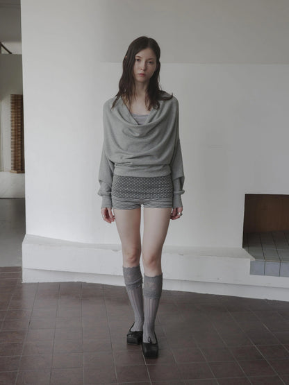 DKZ OFFICIAL False Two Layer Slip Cowl Neck Tee