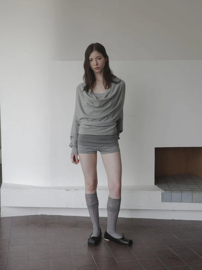 DKZ OFFICIAL False Two Layer Slip Cowl Neck Tee