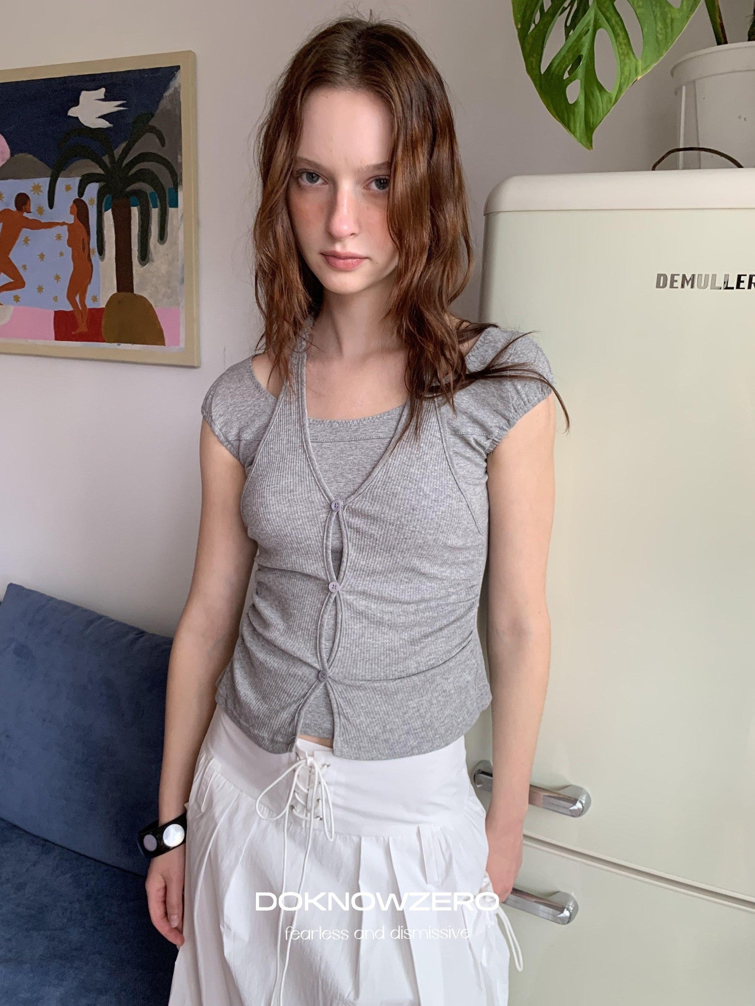 DKZ OFFICIAL Faux Layer Braided Halter Fitted Women&