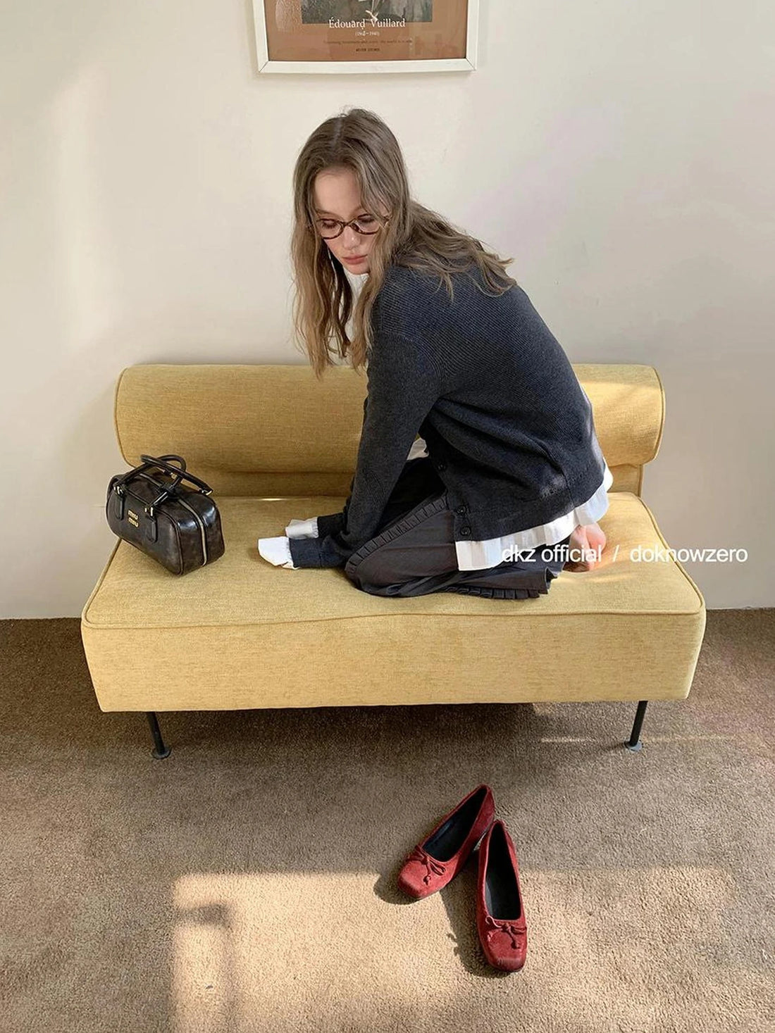 DKZ OFFICIAL Faux Two Piece Knit Cardigan In Deep Blue And Grey