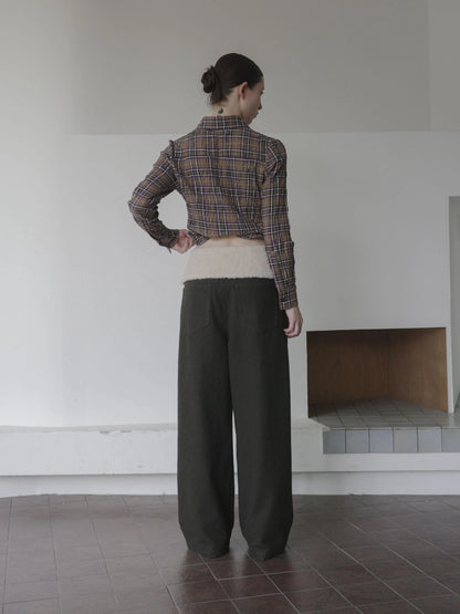 DKZ OFFICIAL Fleece Cuff Wide Leg Trousers