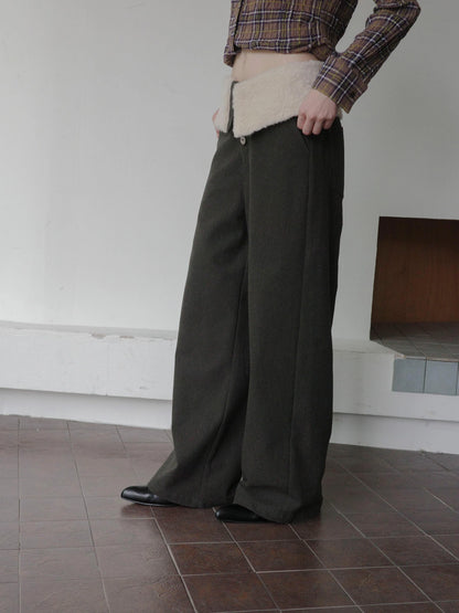 DKZ OFFICIAL Fleece Cuff Wide Leg Trousers