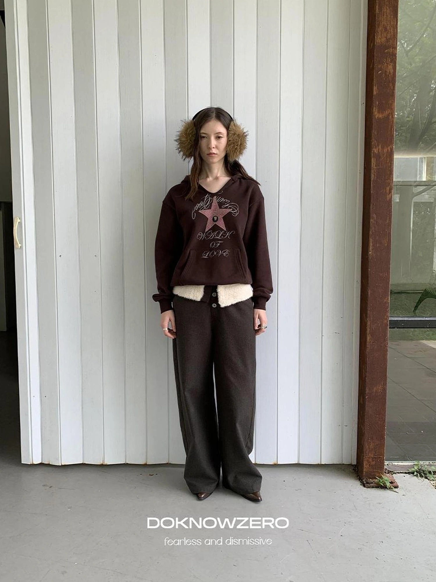 DKZ OFFICIAL Fleece Cuff Wide Leg Trousers