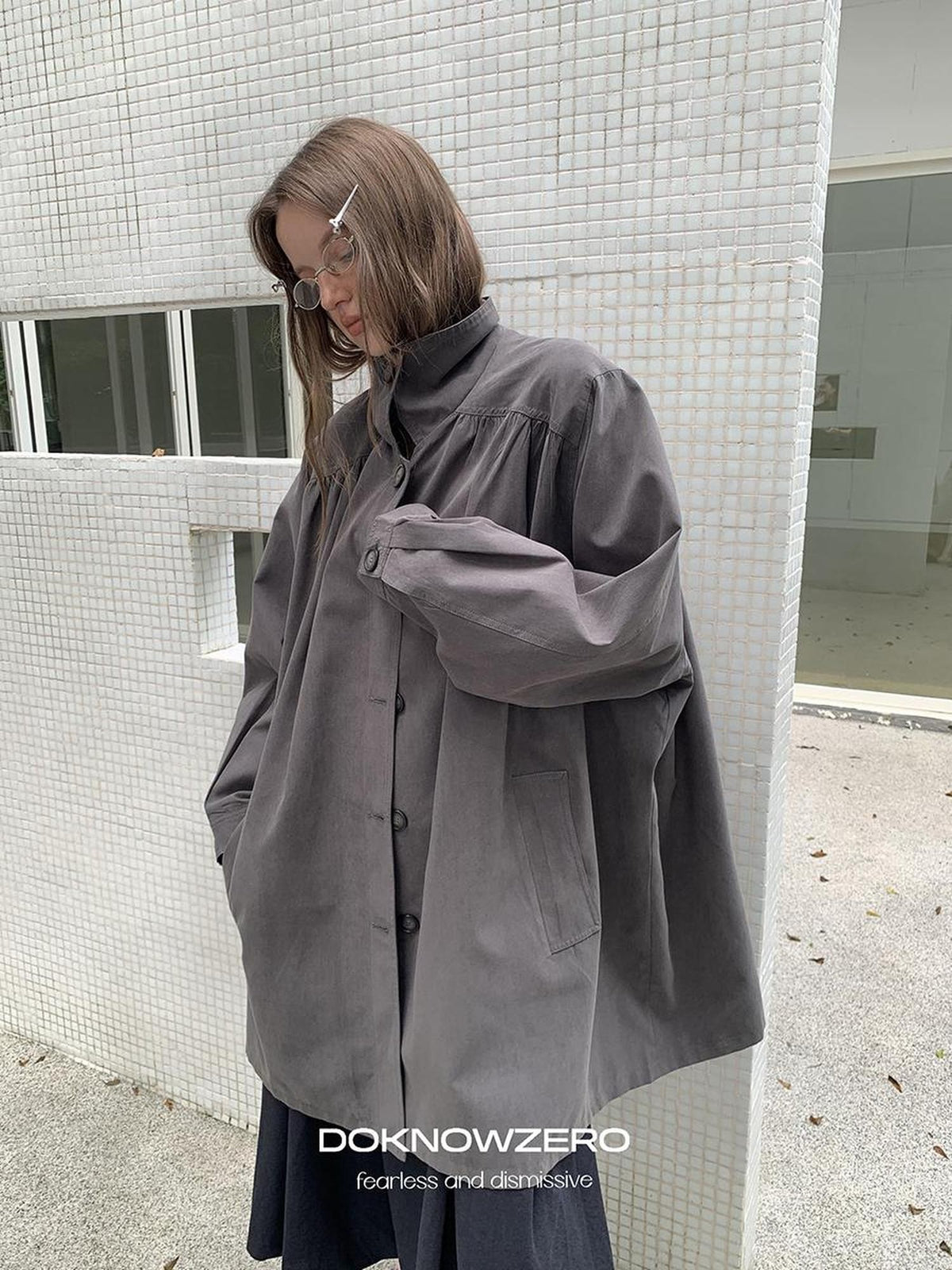 DKZ OFFICIAL Fleece Touch Pleated Long Sleeve Women&