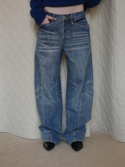 DKZ OFFICIAL Flipped Pocket Washed Denim Jeans