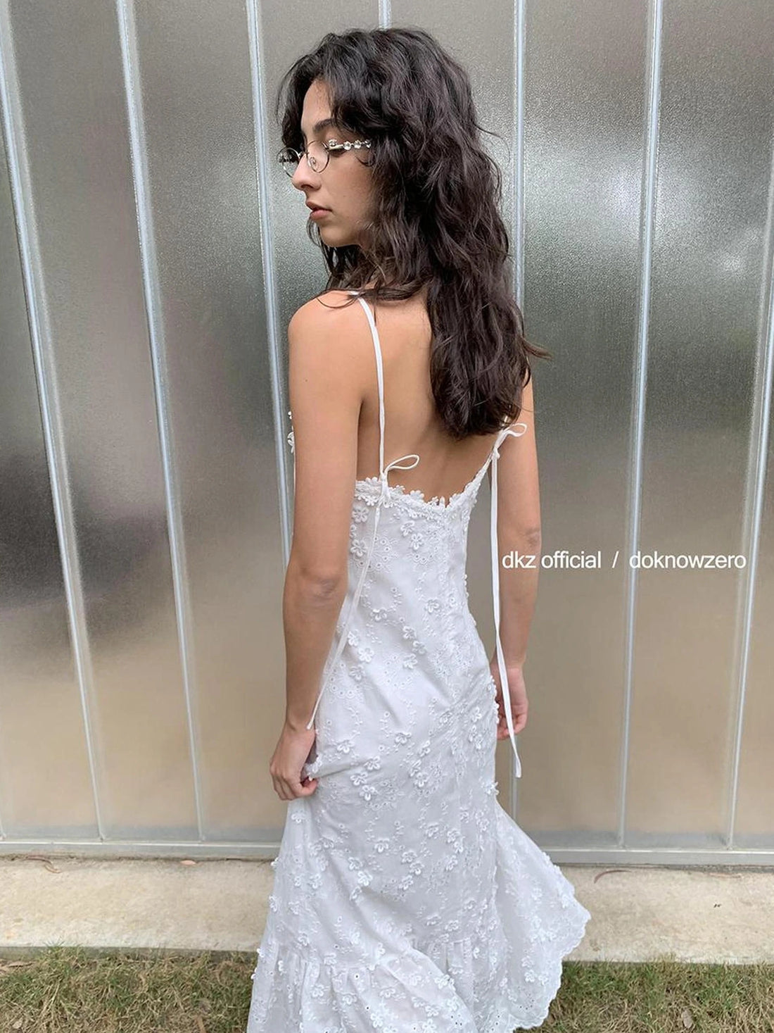 DKZ OFFICIAL Floral Embroidered Cotton Blend Maxi Skirt