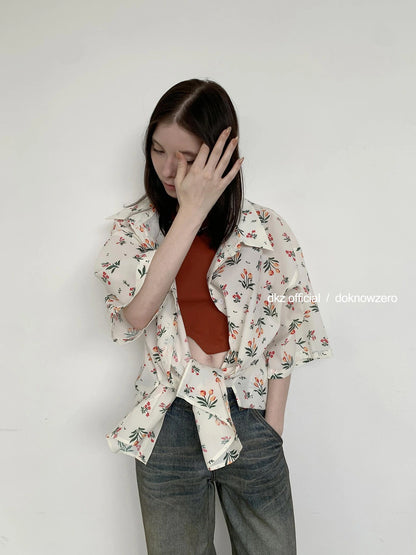 DKZ OFFICIAL Floral Linen Blend Oversized Shirt Dress