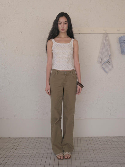 DKZ OFFICIAL Floral Square Neck Braided Knot Slim Women&