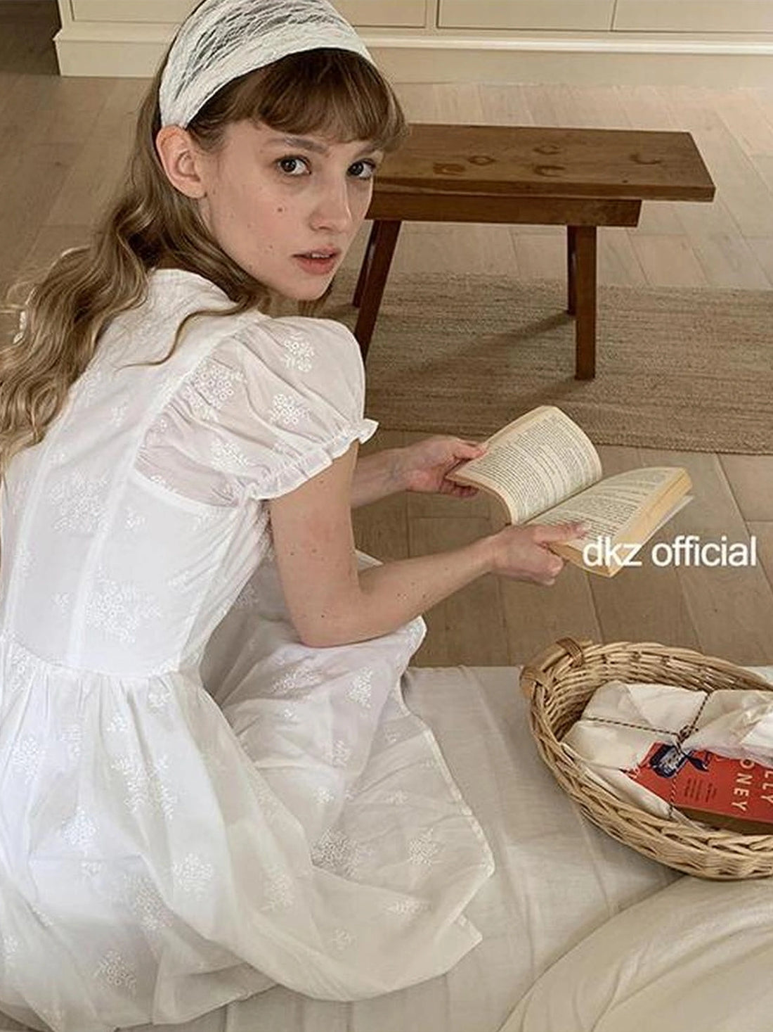 DKZ OFFICIAL French Bubble Sleeve Shirt Dress