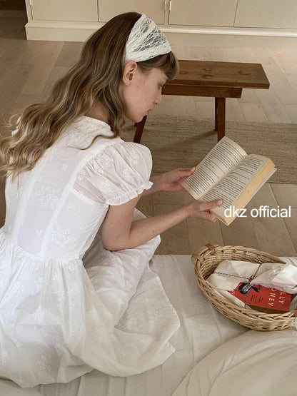 DKZ OFFICIAL French Bubble Sleeve Shirt Dress