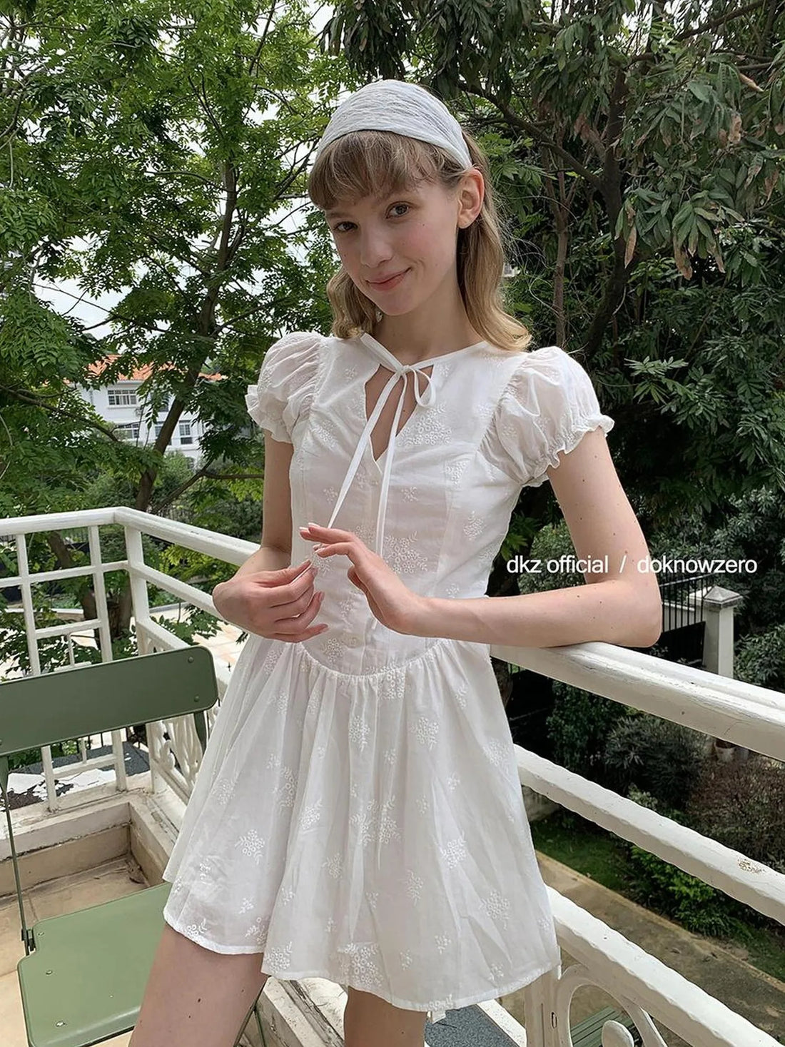 DKZ OFFICIAL French Bubble Sleeve Shirt Dress